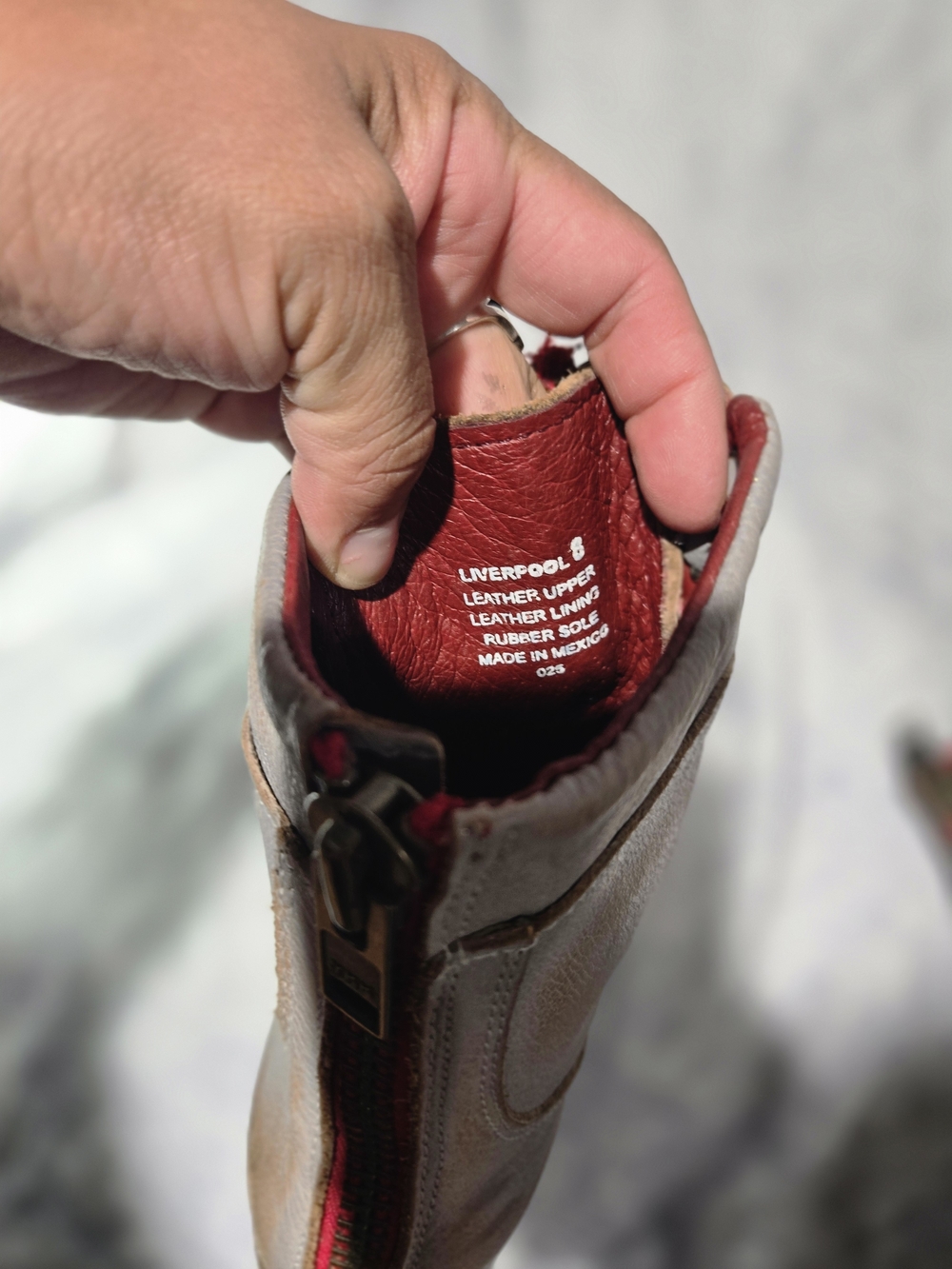 Freebird Liverpool boots feature a distinct front zipper closure and red lining. - Picture 6 of 6